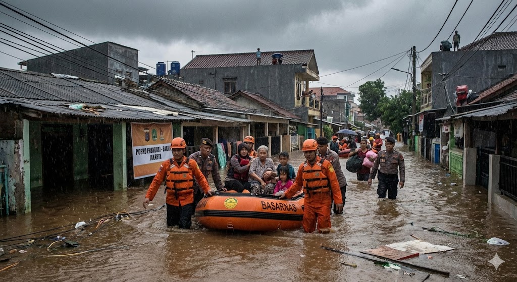 Hujan Deras Picu Banjir di Permukiman Warga, Evakuasi Masih Berlangsung